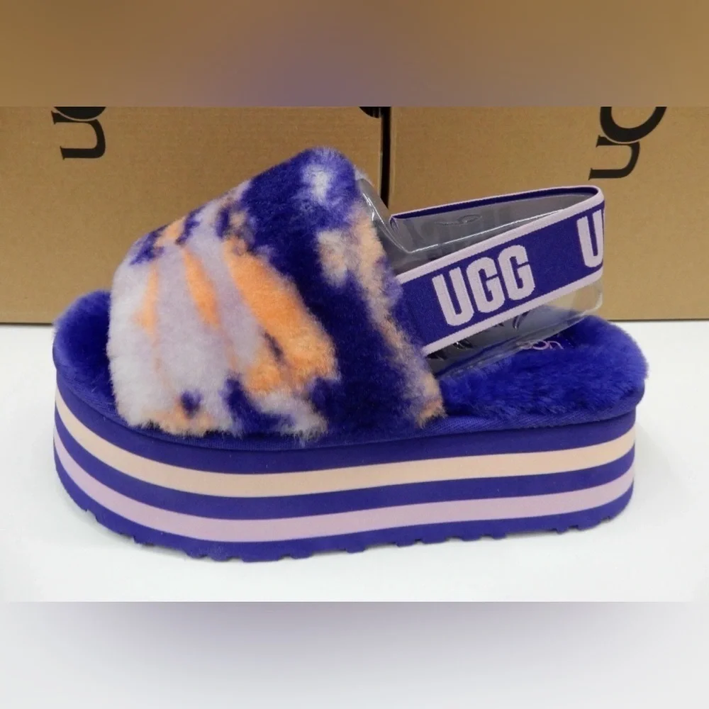 UGG Women's Disco Marble Slide sandals  Violet Night color. size 8 EUC